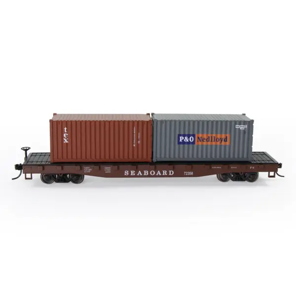 HO Scale 1:87 Flat Car with Shipping Containers - Image 25