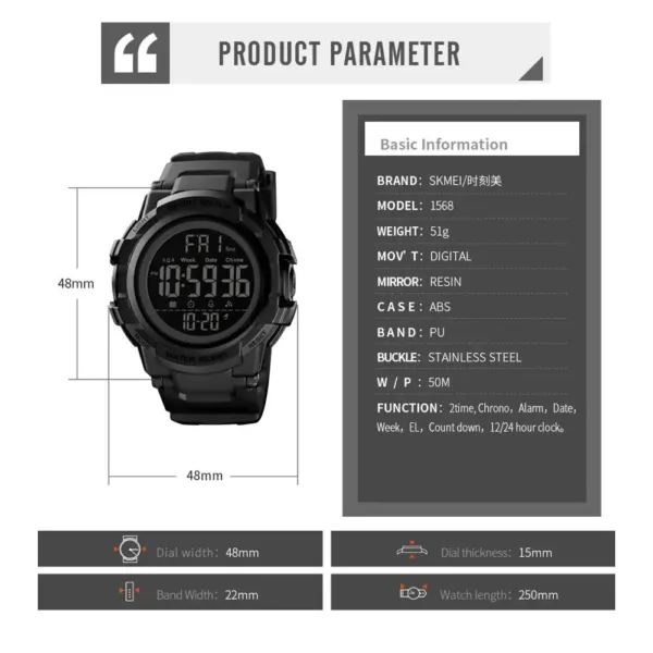 Digital Waterproof Sport Watch with Chrono Functions - Image 6