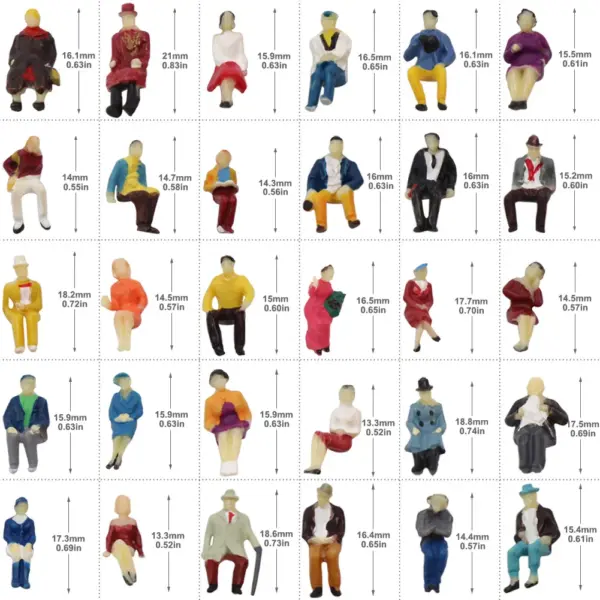 60pcs HO Scale Seated Passenger Figures Set - Image 3