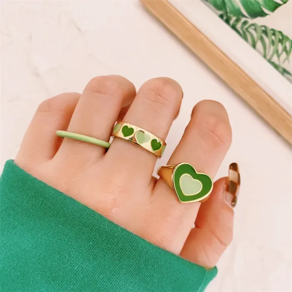 Vintage White Heart Ring Set for Women - Image 19