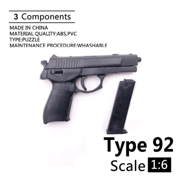 1/6 Scale Black Type 92 Plastic Pistol Model - Image 3