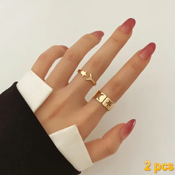 Trendy Butterfly Couple Rings Set for Lovers - Image 36