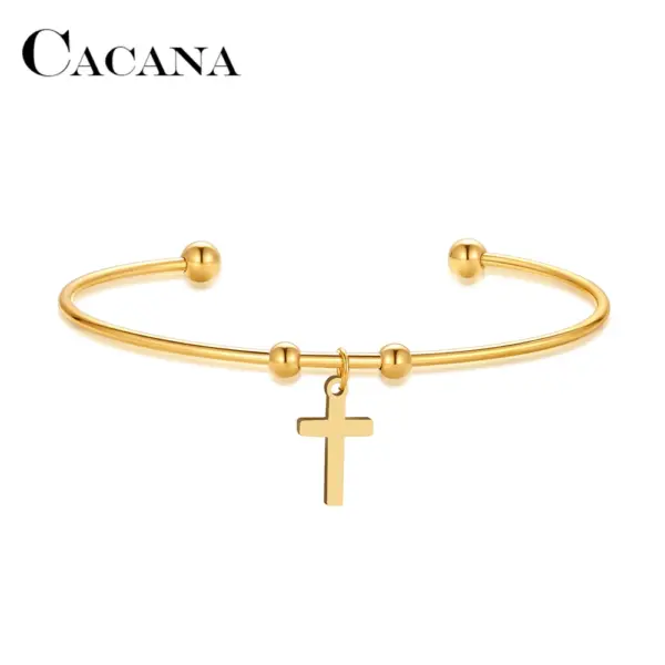 Gold Color Cross Cuff Bracelet for Women - Image 5