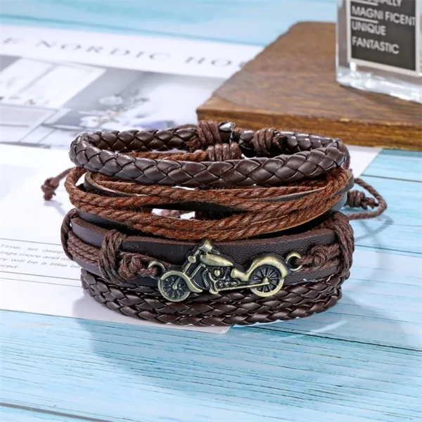 Boho Multilayer Leather Charm Bracelet Set - Image 2