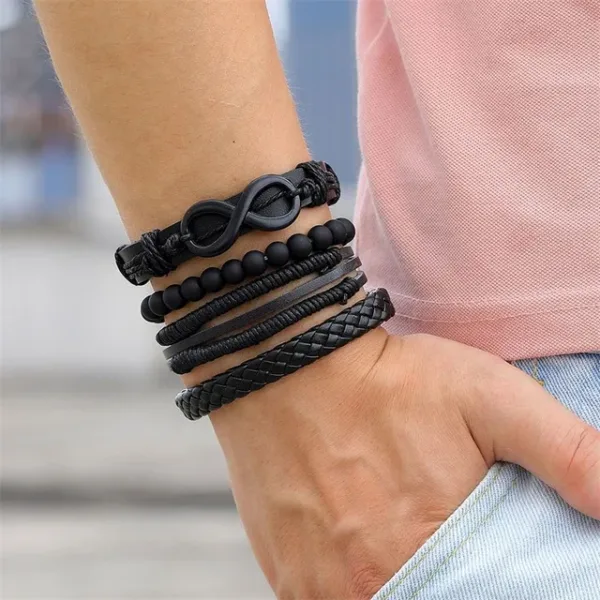 Braided Leather Bracelets Set for Men - Image 8