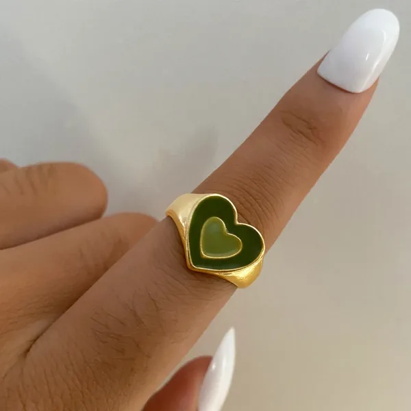 Vintage White Heart Ring Set for Women - Image 9