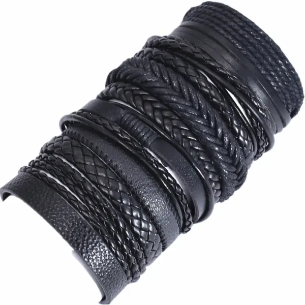 10 Pcs Handmade Leather Wrap Bracelets Set - Image 10