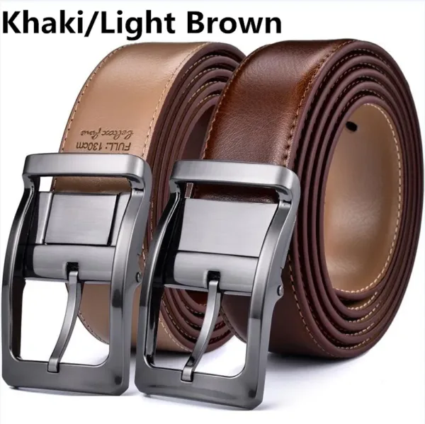 Men's Reversible Leather Belt with Rotating Buckle - Image 7