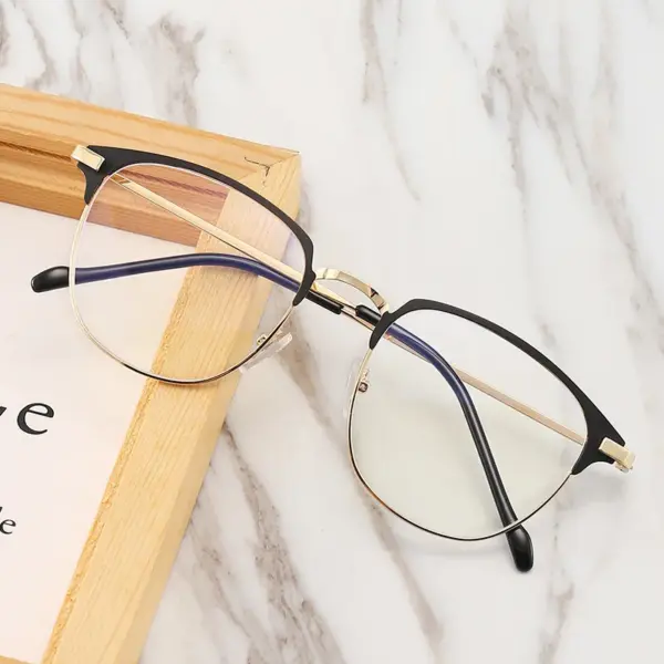 Unisex Square Metal Frame Glasses - Image 6