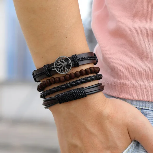 Braided Leather Bracelets Set for Men - Image 7