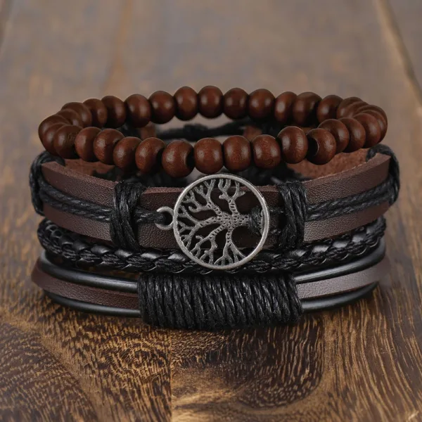 Braided Leather Bracelets Set for Men