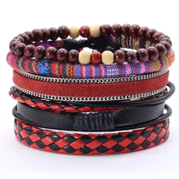 5 Pcs Leather Wrap Bracelets Set for All - Image 5