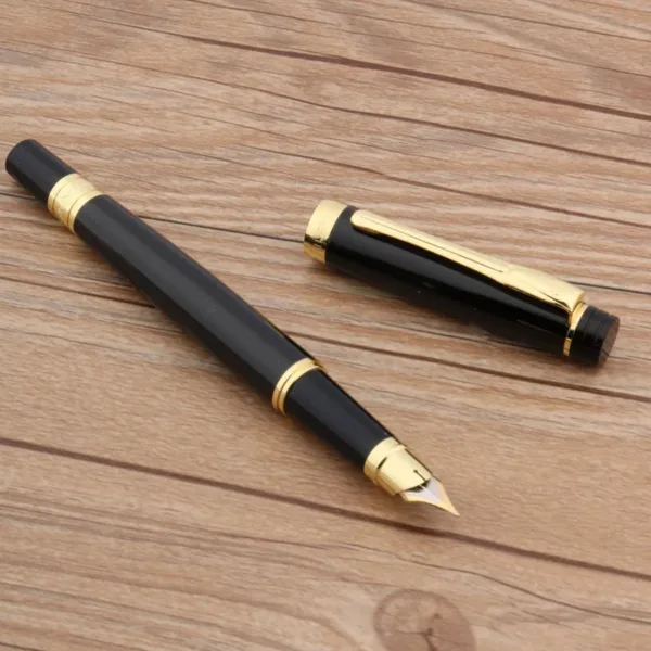 Golden Black Metal Fountain Pen 0.5mm Nib