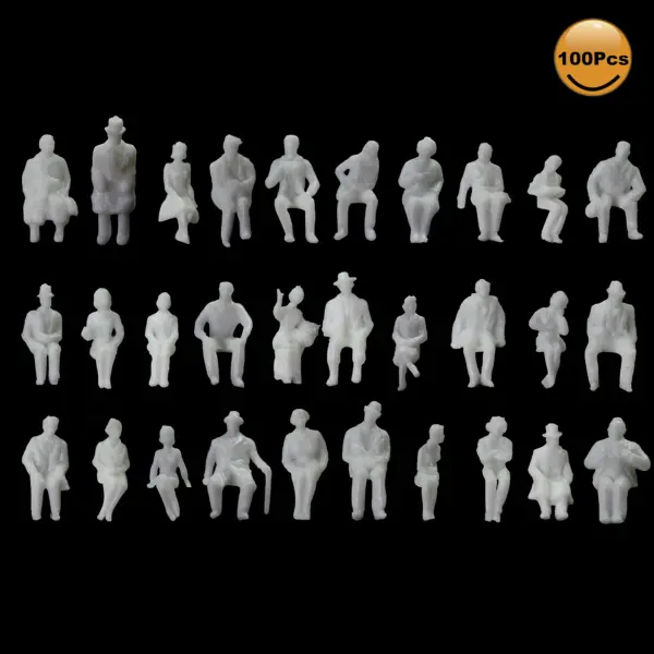 100 Unpainted HO Scale People Figures Set