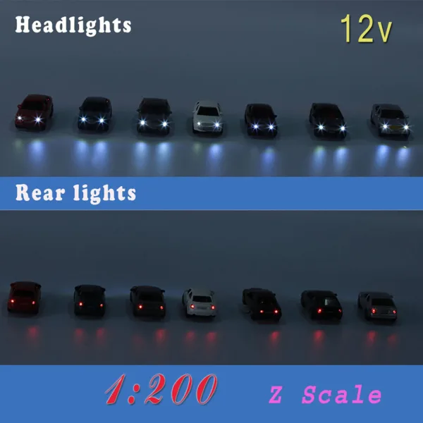 12pcs Z Scale Model Cars with Lights - Image 8