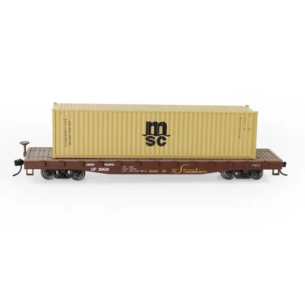 HO Scale 1:87 Flat Car with Shipping Containers - Image 19