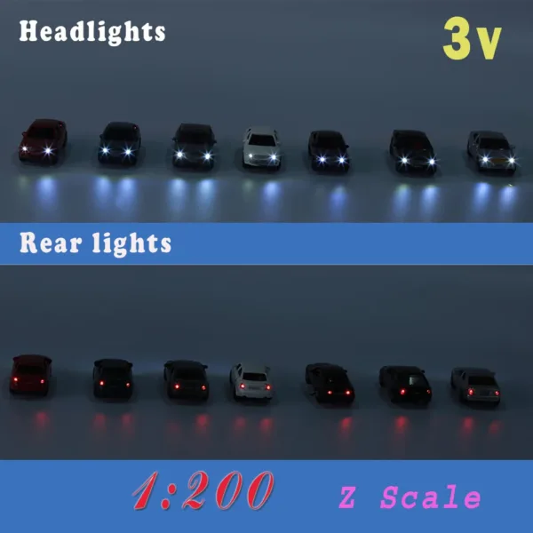 12pcs Z Scale Model Cars with Lights - Image 7