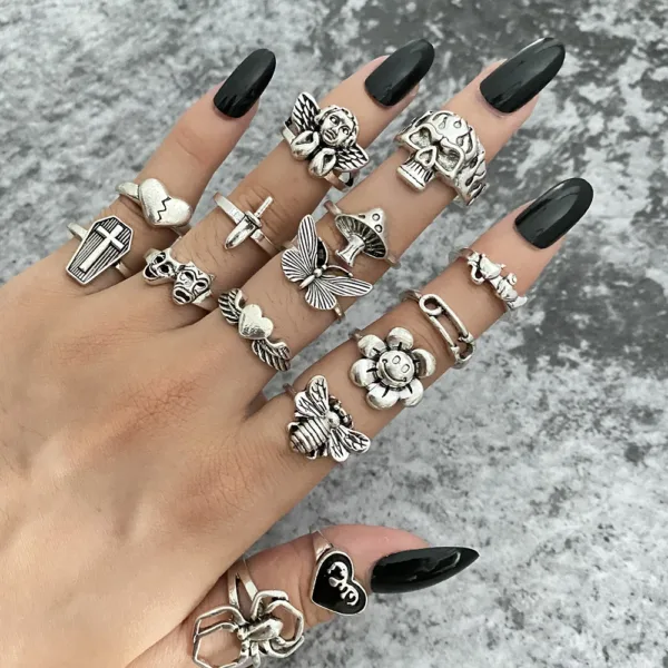 Vintage Gothic Angel Skull Ring for Women - Image 4