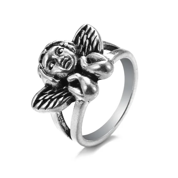 Vintage Gothic Angel Skull Ring for Women - Image 41