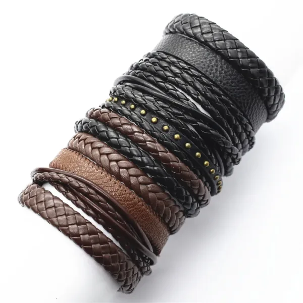 10 Pcs Handmade Leather Wrap Bracelets Set