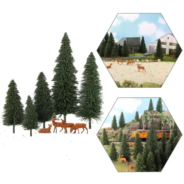 24pcs Miniature Pine Trees and Moose Set