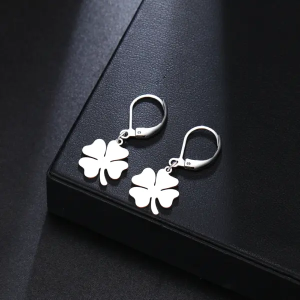 Clover Design Stainless Steel Dangle Earrings - Image 3