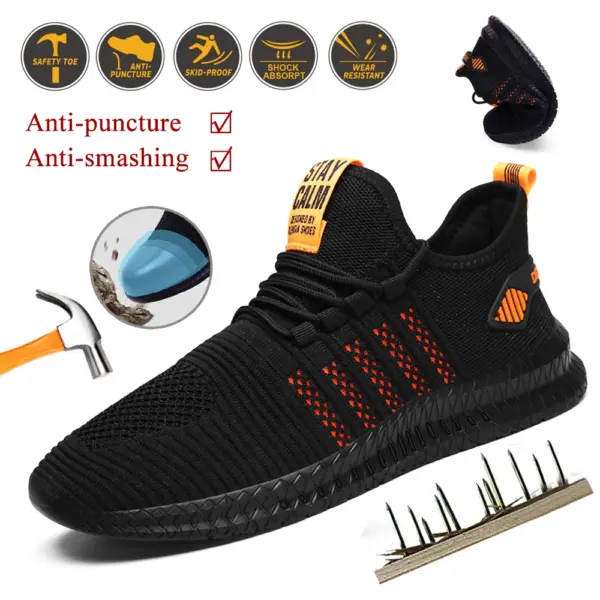 Men's Breathable Steel Toe Safety Work Shoes