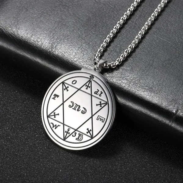 Gold Color Seal of Solomon Pendant Necklace - Image 8