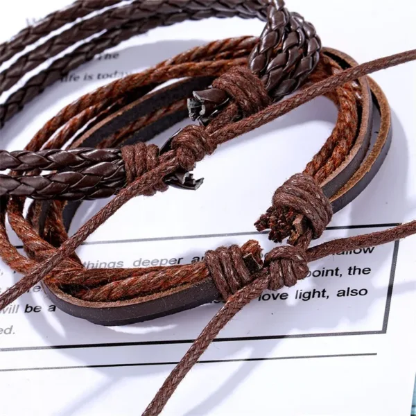 Boho Multilayer Leather Charm Bracelet Set - Image 5