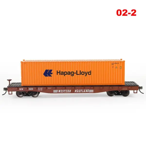 HO Scale 1:87 Flat Car with Shipping Containers - Image 10