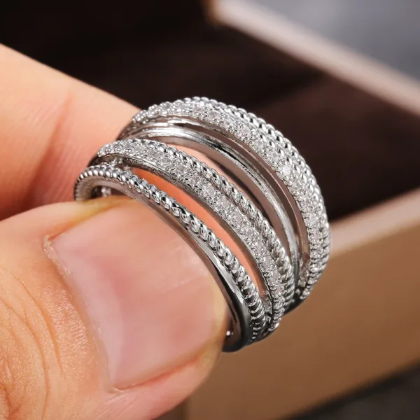 Trendy Women’s Wedding Ring with CZ Stones - Image 4