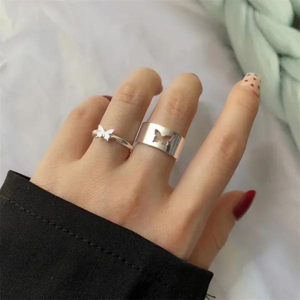 Trendy Butterfly Couple Rings Set for Lovers