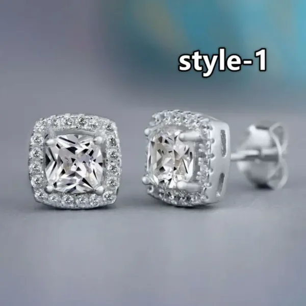 Geometric Cubic Zirconia Stud Earrings for Women - Image 2