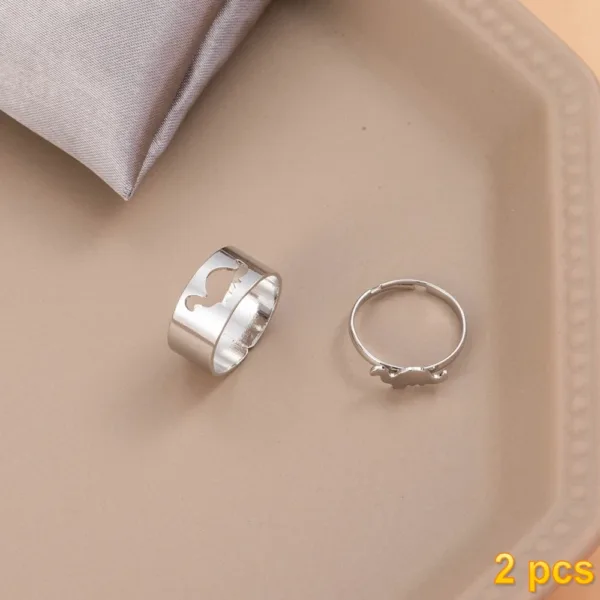 Trendy Butterfly Couple Rings Set for Lovers - Image 22