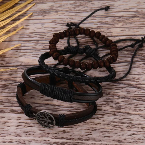 Braided Leather Bracelets Set for Men - Image 5