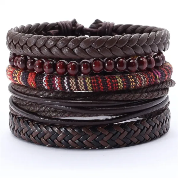 5 Pcs Leather Wrap Bracelets Set for All - Image 4