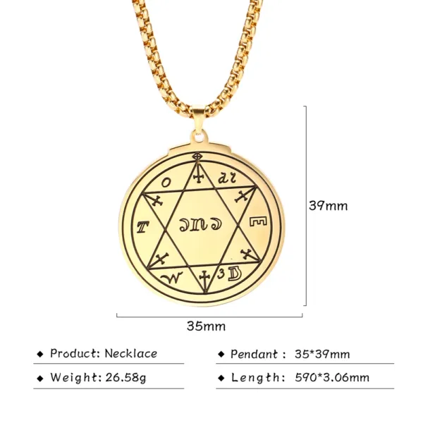 Gold Color Seal of Solomon Pendant Necklace - Image 6