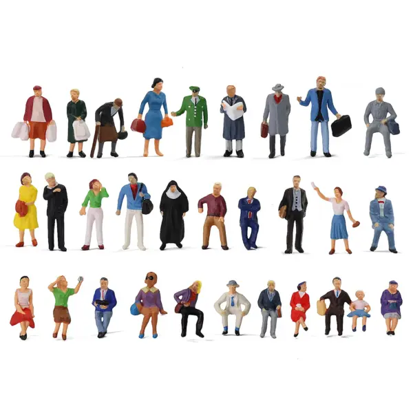 30pcs HO Scale Painted Passenger Figures Set