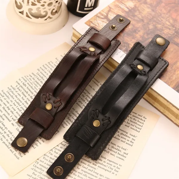 Men's Leather Cuff Bracelet Vintage Punk Style - Image 5