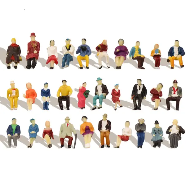 60pcs HO Scale Seated Passenger Figures Set - Image 2