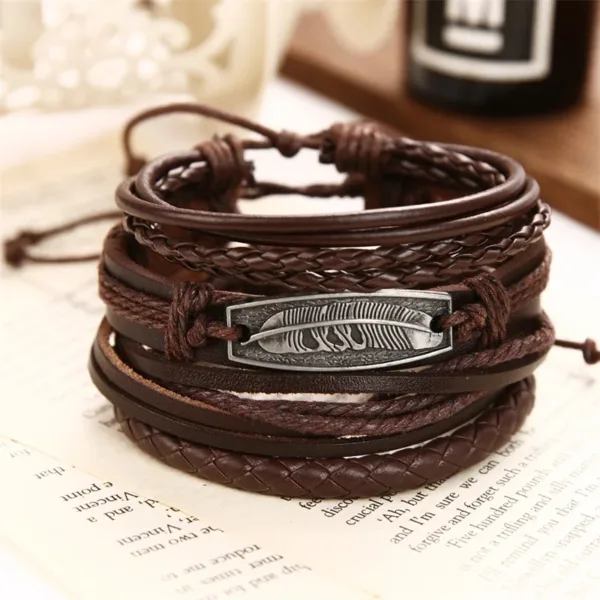 Fashion Multilayer Leather Bracelets Set - Image 2