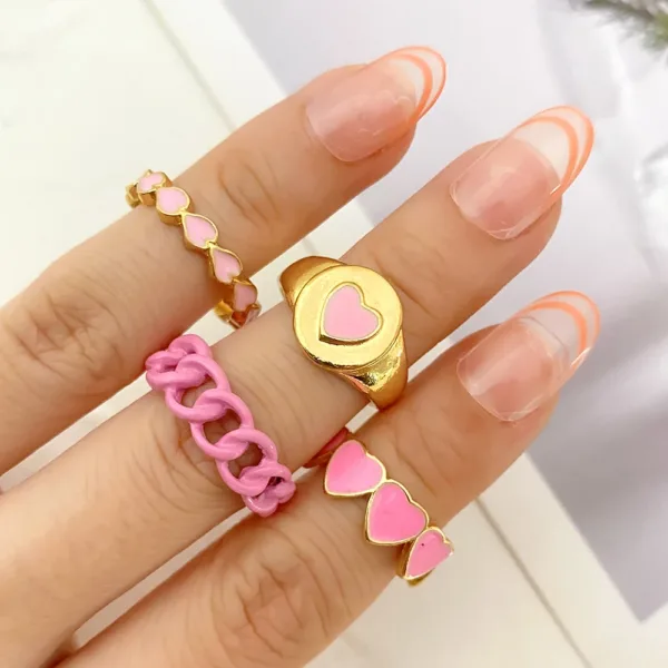 Vintage White Heart Ring Set for Women - Image 12