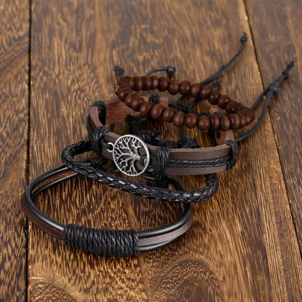 Braided Leather Bracelets Set for Men - Image 4