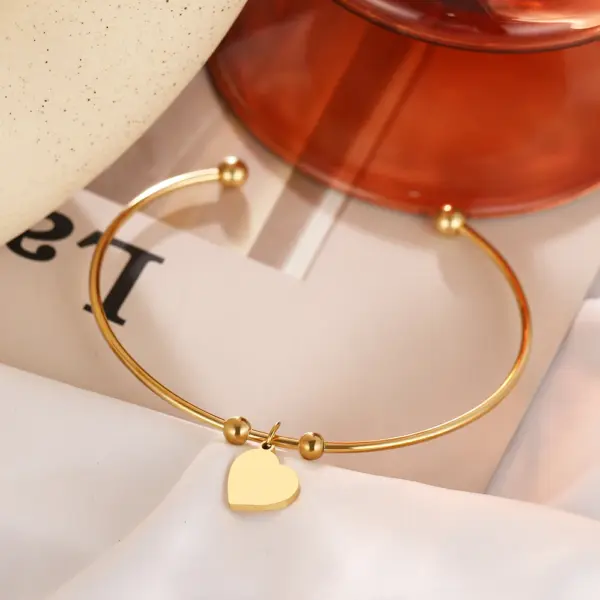 Gold Heart Cuff Bracelet for Women - Image 3