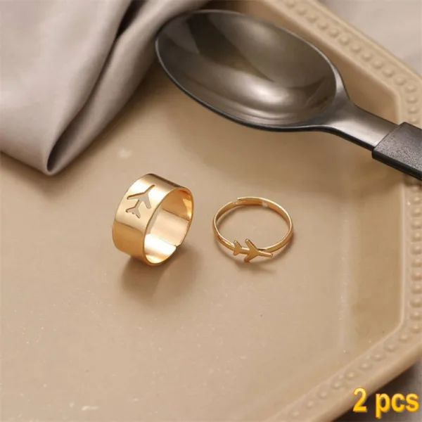 Trendy Butterfly Couple Rings Set for Lovers - Image 29