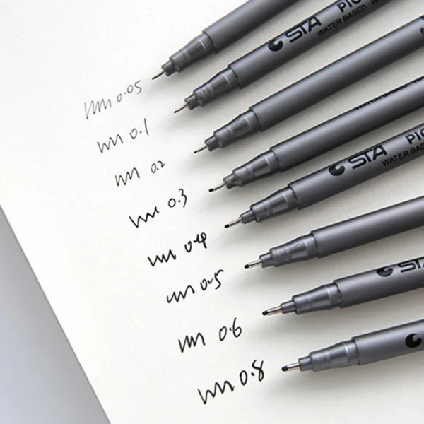 Waterproof Fine Brush Pen Set - 8 Sizes - Image 2