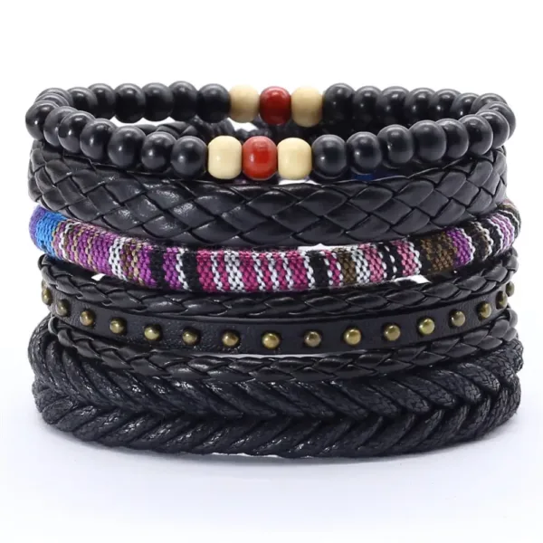 5 Pcs Leather Wrap Bracelets Set for All - Image 9