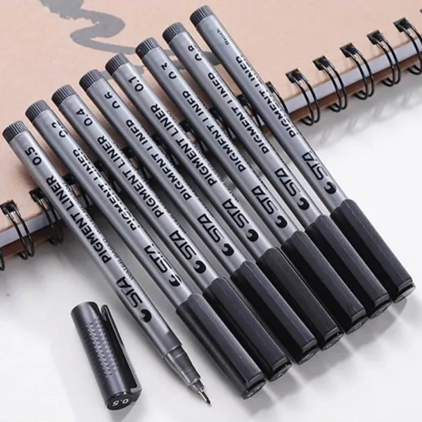 Waterproof Fine Brush Pen Set - 8 Sizes - Image 4