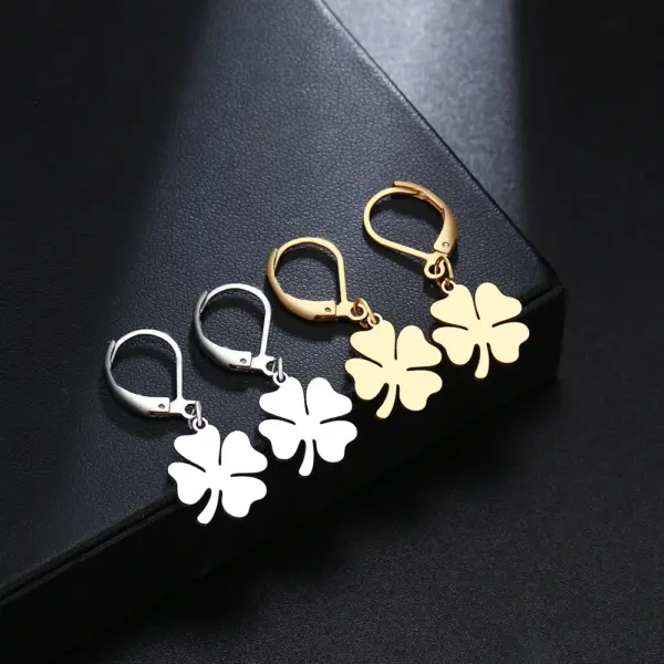 Clover Design Stainless Steel Dangle Earrings - Image 5