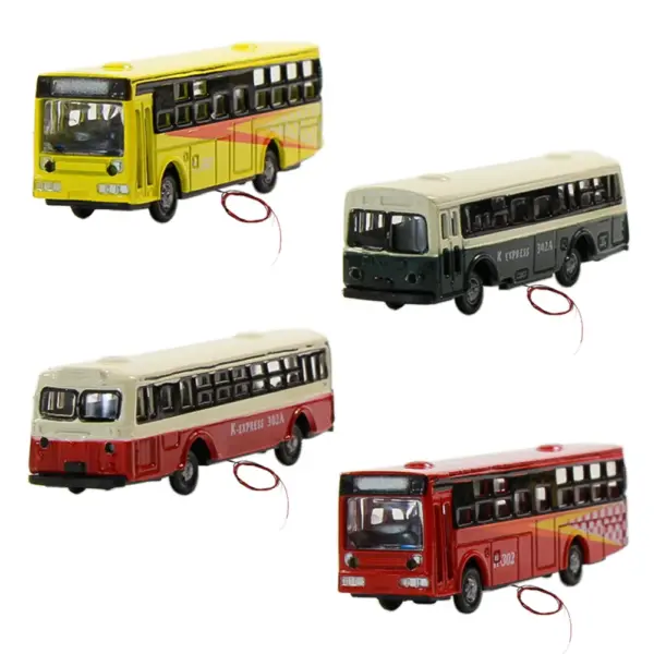 Set of 4 N Scale Model Buses 1:160